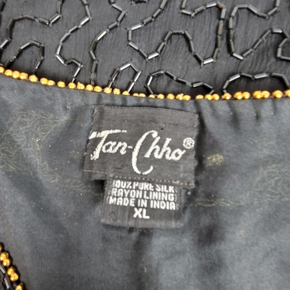 *VINTAGE*TAN CHHO Silk Sequin Jeweled Beaded Jacket - Picture 13 of 16